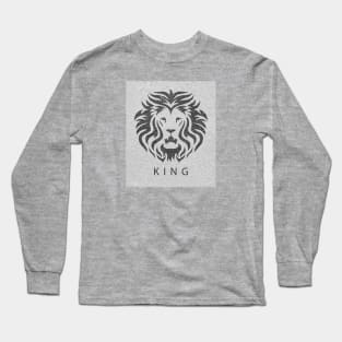 'KING' Lion Head - Grey Long Sleeve T-Shirt